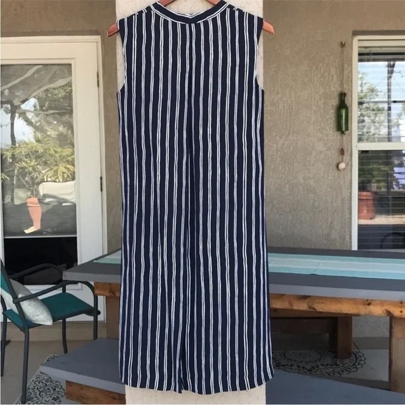 Ann Taylor Striped Print V‎ Neckline Sleeveless Shift Dress - Picture 4 of 8